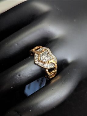 Natural Diamonds Heart Shape Gold Plated Ring 6.5